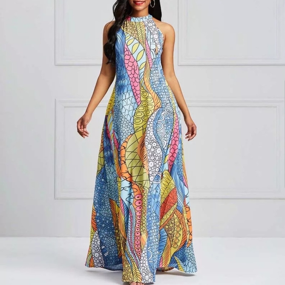 Sexy Long Elegant Dress Casual Geometric Print